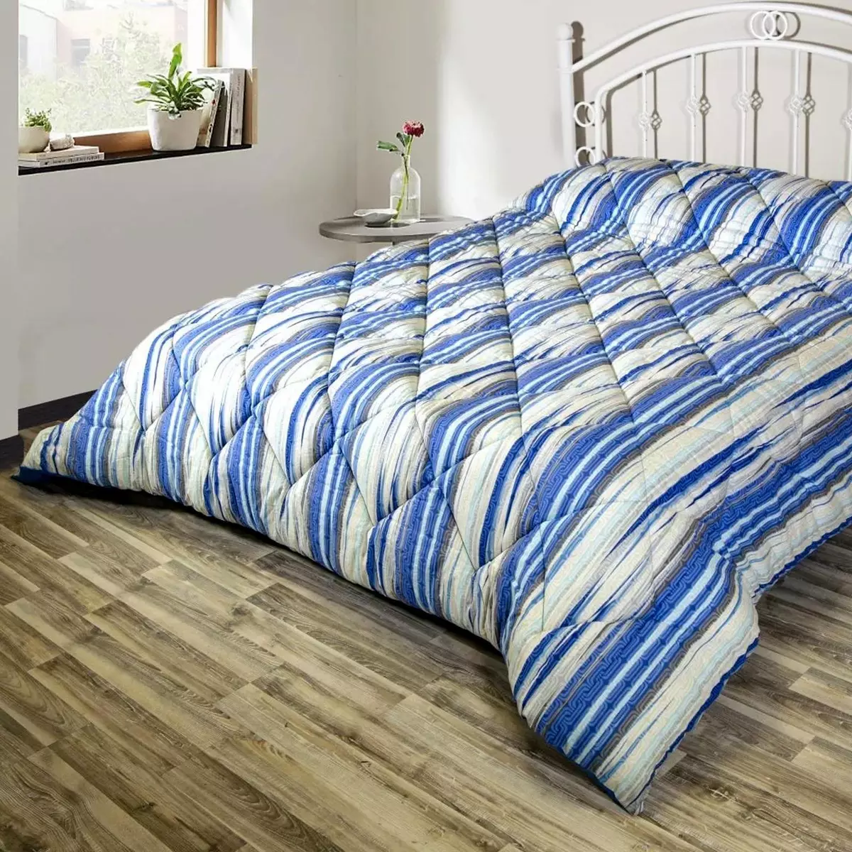 Trapunta piumone invernale letto singolo cotone 1 piazza anallergico Rattan  blu