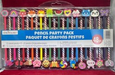 NEW  CREATOLOGY 48pc colored pencil and pencils fun eraser toppers Party Pack