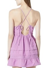 Free People Mini Dress Desert Days Pleated Dramatic Orchid Cotton size XS