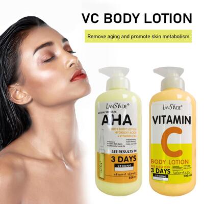 500ml Whitening Body Lotion AHA Hydroxy Acids Vitamin C Moisturizing Lighte S3R4