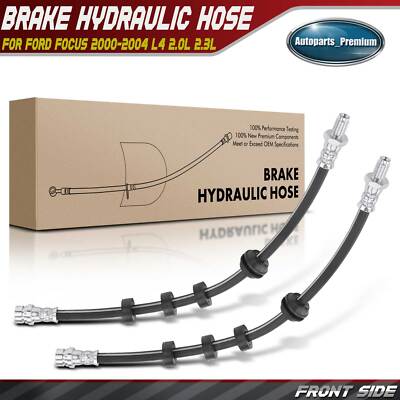 2x Front Left & Right Brake Hydraulic Hose for Ford Focus 2000-2004 L4 2.0L 2.3L