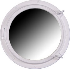 24"Dia Duco White Finish Porthole Mirror Fiberglass Resin Nautical Wall Mount
