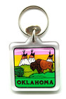 Vintage NOS Oklahoma Indian Teepees Buffalo Keychain Keyring — photo 2