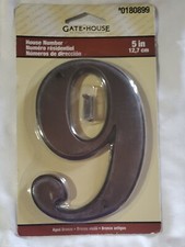 Gatehouse house number AGED BRONZE 5" House Number 9