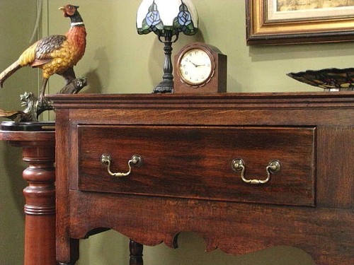 ANTIQUE OAK 2 DRAWER DRESSER BASE/SIDEBOARD/SIDE TABLE ~ BOBBIN TURNING c1900s - Picture 9 of 14
