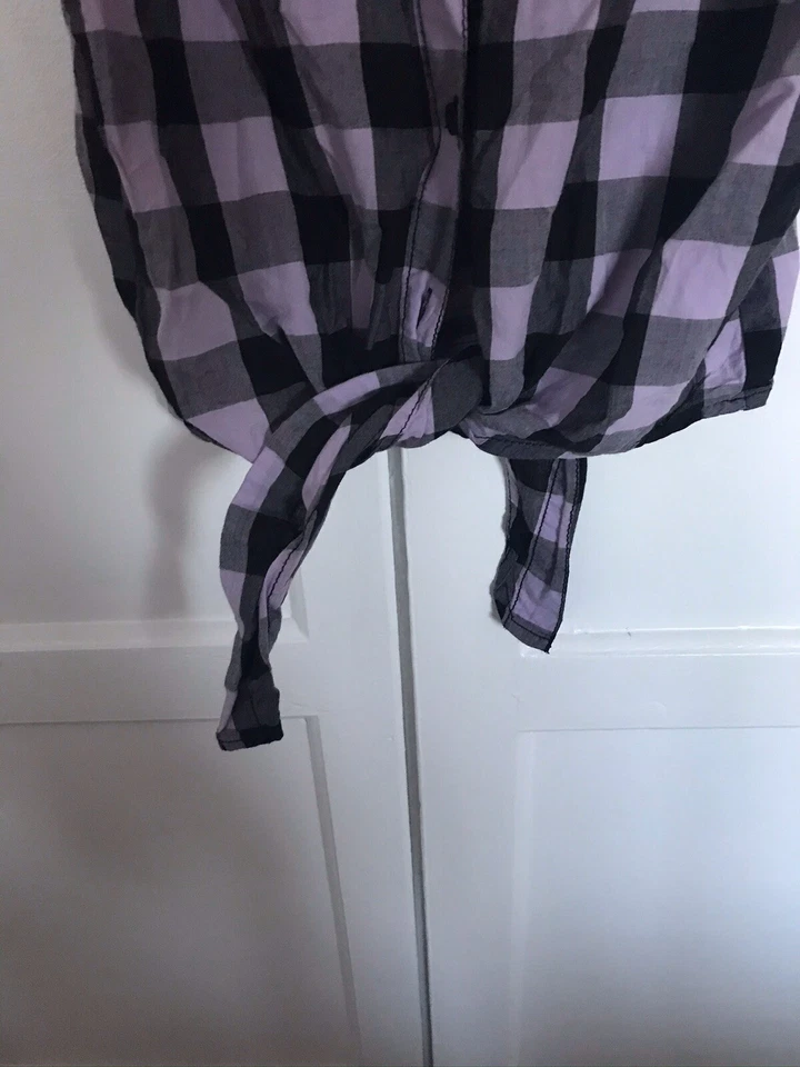 Girls Pink/Black Checked Tie Top - H & M  - Image 3 of 4