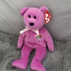 Mothers Day Bear Beanie Baby Pink With Flowers Vintage Ty Bean Bag Plush