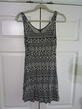 Express Womens Sun Dress Small Black White Sleeveless Short