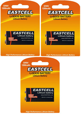 3 x ER9V Block(1200mAh)Lithium Langzeitbatterie Rauchmelder(3 Batterien)EASTCELL