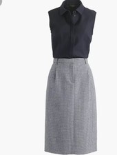 NWTJ Crew Two-piece Shirtdress in Microhoundstooth Ivory Navy Sz 2 F4124