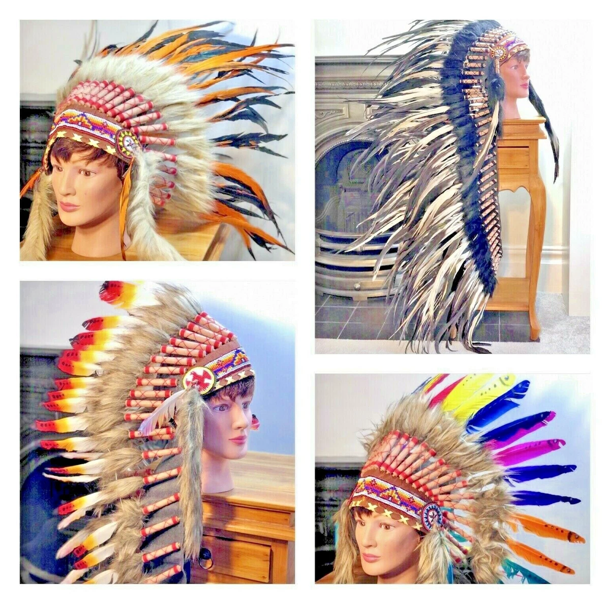 ROYALEAD American Chief Headdress Indian Costume Feather