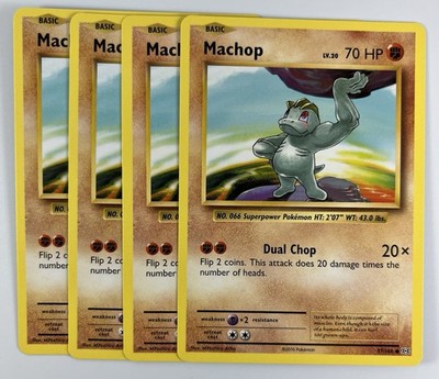 Pokemon Machop 57/108 (4x) Playset Lot XY Evolutions Uncommon 2016 NM English