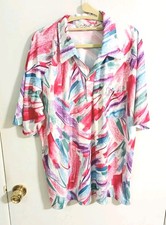 1970s Disco Shirt Men's Polyester Lilly Dache XL Color Abstract Polo Golf