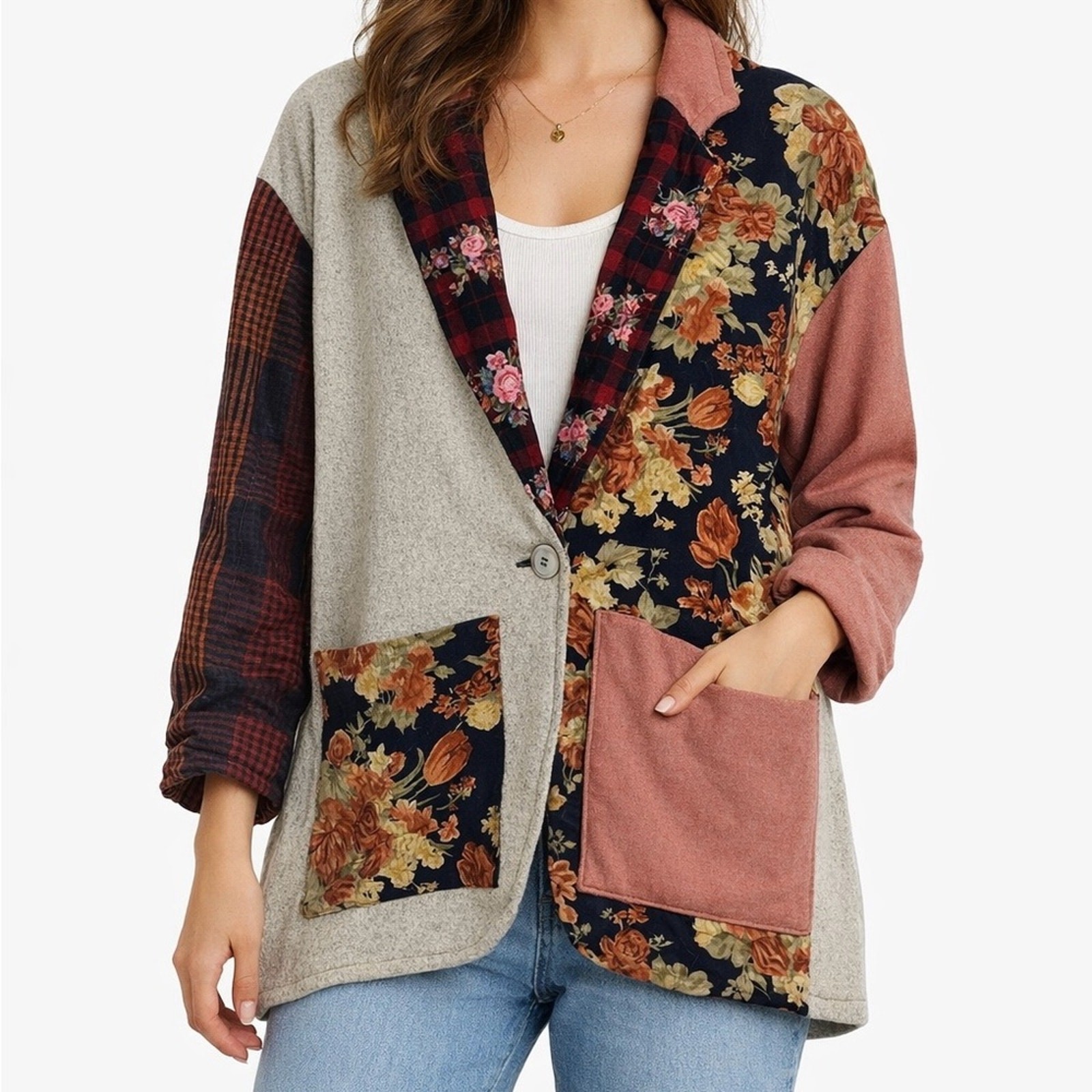 Unique Mixed Media Upcycled Patchwork Whimsical C… - image 1