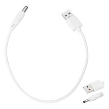 USB to DC Power Cable 3A 5V DC Power Cord 5.5mmx2.5mm Connector 1ft, White
