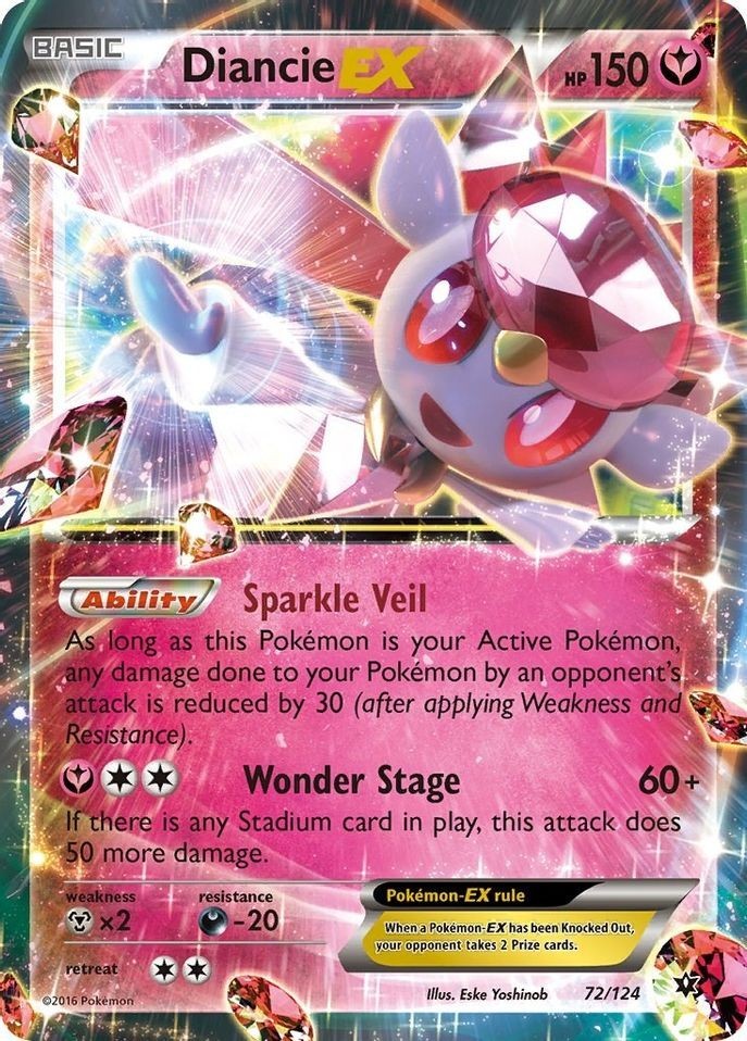 Diancie EX - 72/124 - Pokemon Fates Collide XY Ultra Rare Card NM