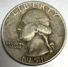 1951 D Washington 90% Silver Quarter Circulated Condition 25c US Coin - 2891