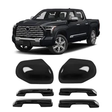 sportuli Black Vehicle Side View Mirror Covers Caps + Door Handle Covers Repl...