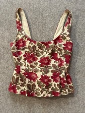 Floral top POSSE beige pink linen xs