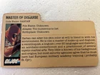 Vintage 1980s Hasbro GI Joe Master Of Disguise ZARTAN File Card