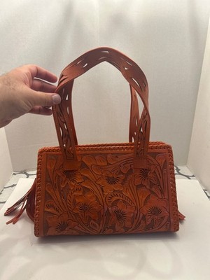 Artisanal Orange Leather Handbag Made in Mexico by Yeo 