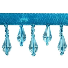 Joanne Beaded Teardrop Fringe Trim 5 Yards Bright Turquoise for Fashion or Home