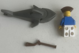 LEGO 6257 Pirates Castaway's Raft NEAR COMPLETE + Figure + Shark LOOK!