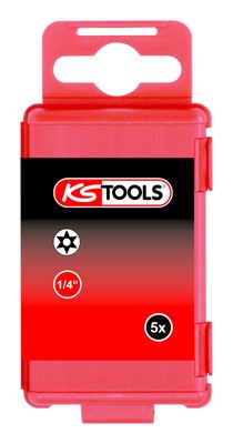 KS Tools 1/4'' TORSIONpower Bit Torx, 75 mm, TB25, mit Bohrung, 5er Pack
