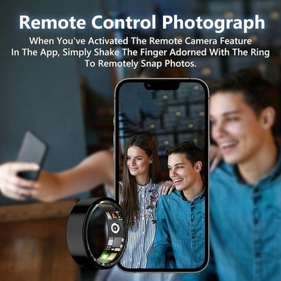 Smart Ring Health Tracker, Sleep Quality Monitor Fitness Step Counting Ring Met Oplaadetui Telefoon Selfie Afstandsbediening Ip68 Waterdicht En Dustp