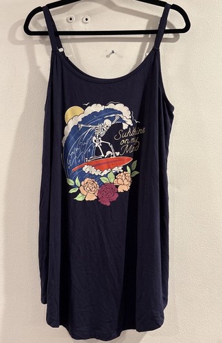 Torrid Women Super Soft Cami Sleep Dress Skeleton on Surfboard Plus Sz 2