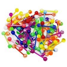 60 Stück Zungenpiercing, Zungenpiercing und Nippelpiercing Kunststoff Set, Wi...
