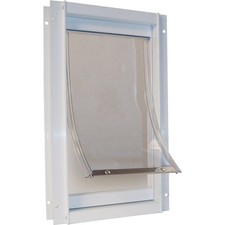 Pet 7 In. x 11-1/4 In. Medium Plastic White Pet Door PDM Pet PDM 030559683003
