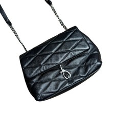 Rebecca Minkoff Black Quilted Leather Crossbody Clasp Purse NWT Designer Bag