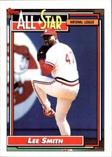 Lee Smith 1992 Topps #396 St. Louis Cardinals FREE SHIPPING AutographDen