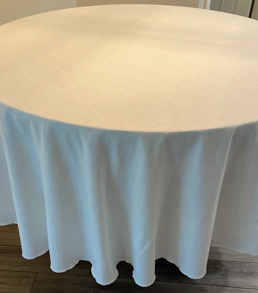 亚麻混纺椭圆形桌布象牙白 96 英寸 x 86 英寸 — 第 4/4 张图片