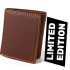 RFID Blocking Brown Vintage Leather Men's Trifold Center Flap Wallet