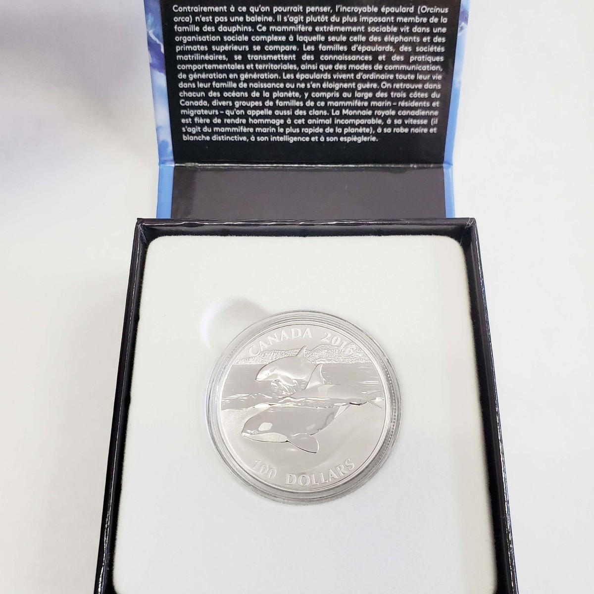 Royal Canadian Mint 2016 $100 1 oz .999 Fine Silver Orca Coin w