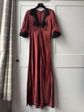 Rixo Burgundy and black silk long midi dress with lace detailing Size XS/S