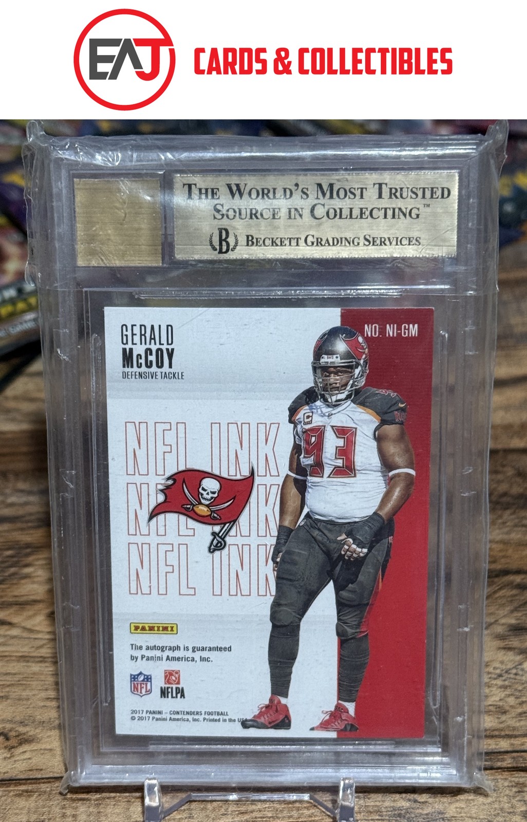 Gerald McCoy 2017 Panini Contenders NFL Ink Platinum 1/1 Auto BGS 9.5 #NI-GM view 2