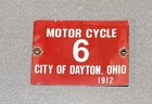 VINTAGE MOTOR CYCLE DAYTON RACER PORCELAIN SIGN GAS OIL CAR TRUCK MOTORCYCLE