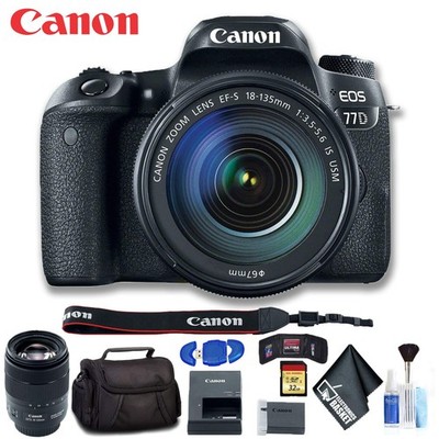 Canon EOS 77D DSLR Camera with 18-135mm USM Lens (Intl Model) Deluxe Bundle