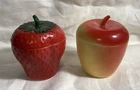 Vintage Jam Jelly Jars Strawberry Peach Milk Glass Hazel Atlas Set