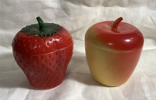 Vintage Jam Jelly Jars Strawberry Peach Milk Glass Hazel Atlas Set