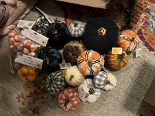 Artificial Fall Pumpkin Corn Leaf Wreath Decor Lot Multicolor Seasonal