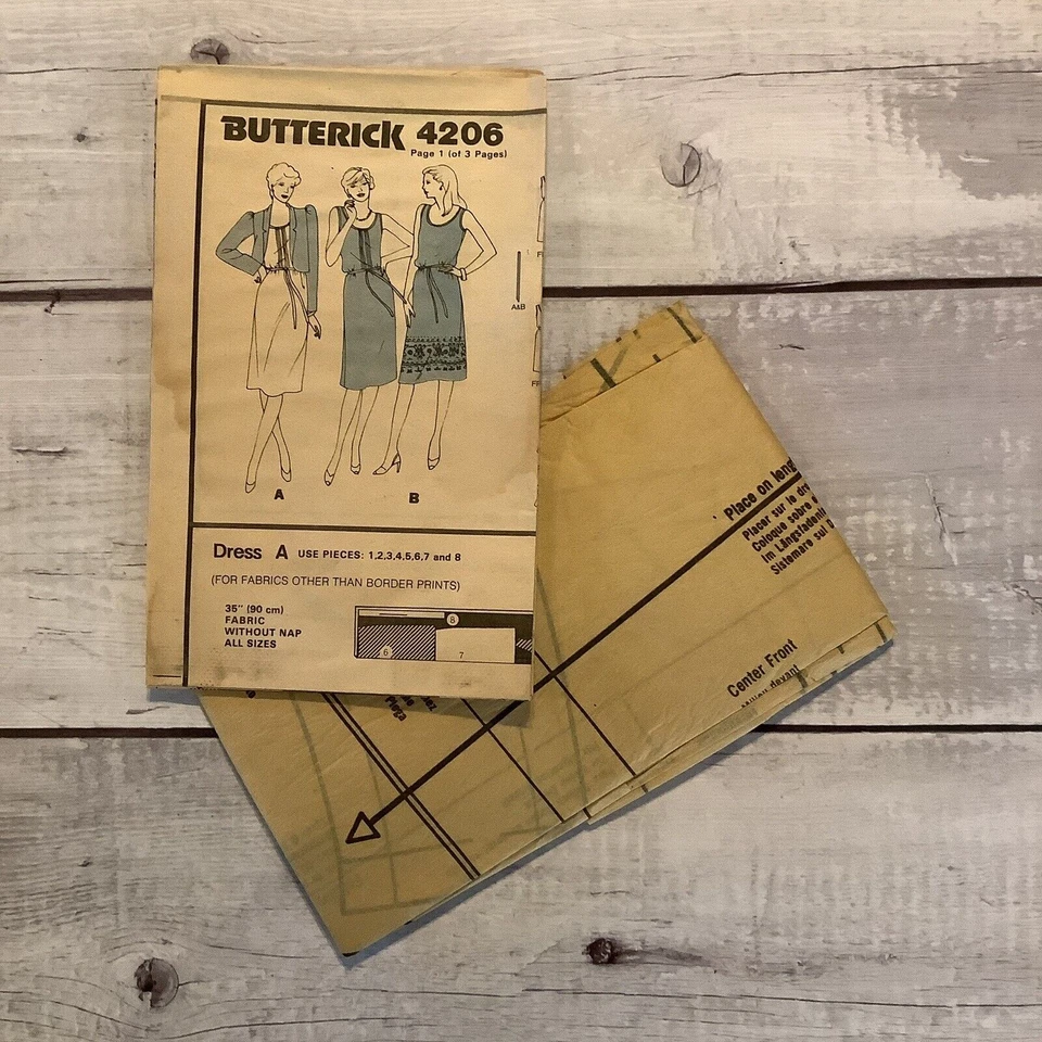 Butterick 4206 Sewing Pattern Sleeveless Dress Jacket Misses Size 10 UNCUT - Image 4 of 4