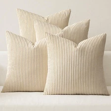 MIULEE Boho Farmhouse Throw Pillow Covers 18x18 18" x (Pack of 4), Beige 