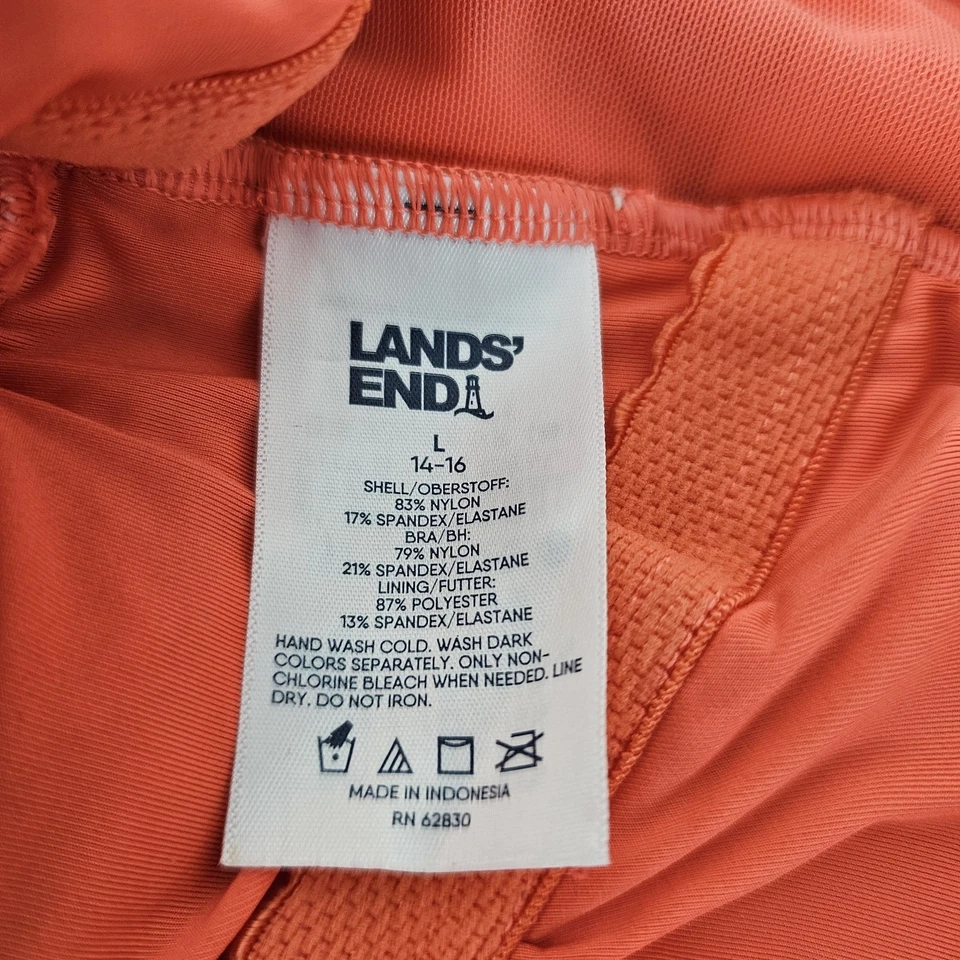Vestido de baño Lands' End L 14 16 floral tropical naranja envolvente de tulipán de una pieza Foto 2 de 4