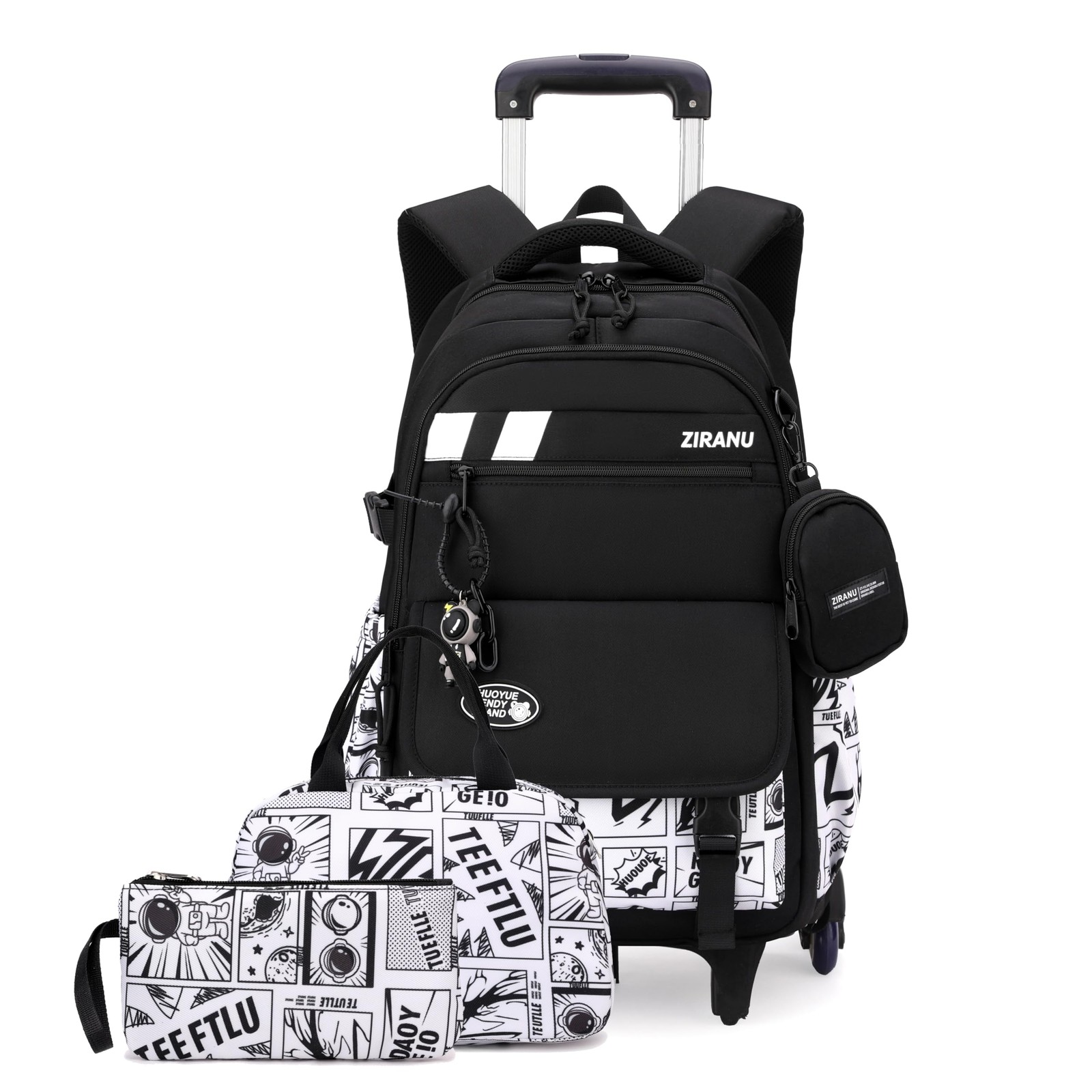 Set Wheels Trolley Roller School Bag Teens Kids
