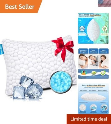 Cooling Pillow Standard Size - Adjustable Luxury Gel Memory Foam for All Slee...