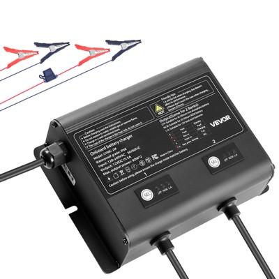 #ad VEVOR 2 Bank 5A 12V Smart Marine Battery Charger Onboard IP68 Waterproof Boat RV $69.90